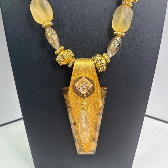 Vintage Anthony Alexander Gold Beaded Chunky Beaded Statement Necklace 20" - Picture 2 of 5